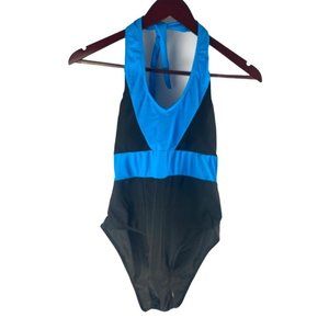 NWOT HALTER BATHING SUIT SIZE LARGE BLUE AND BLACK